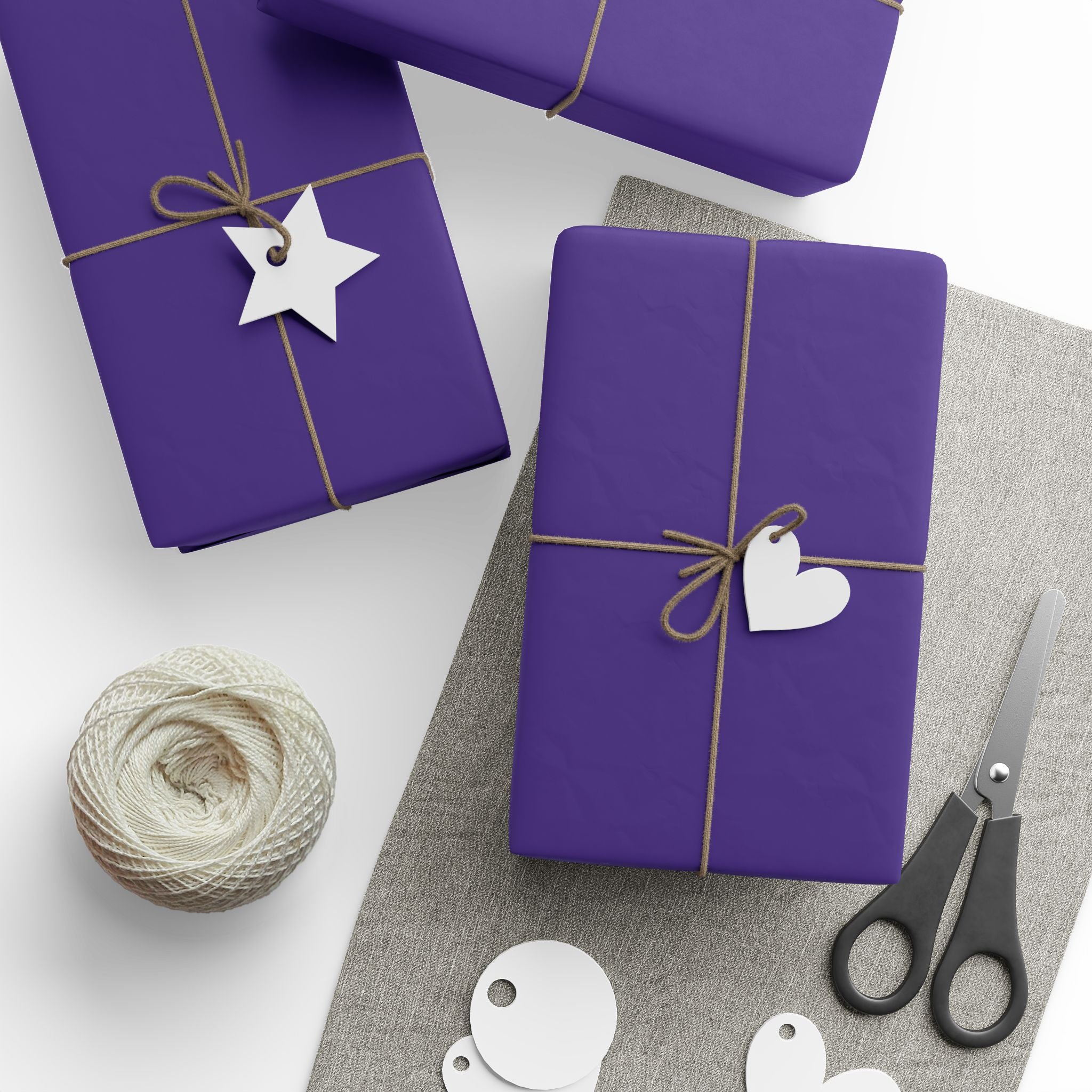 Christmas Wrapping Paper featuring solid nutcracker purple gift wrap made to coordinate with holiday decorations.