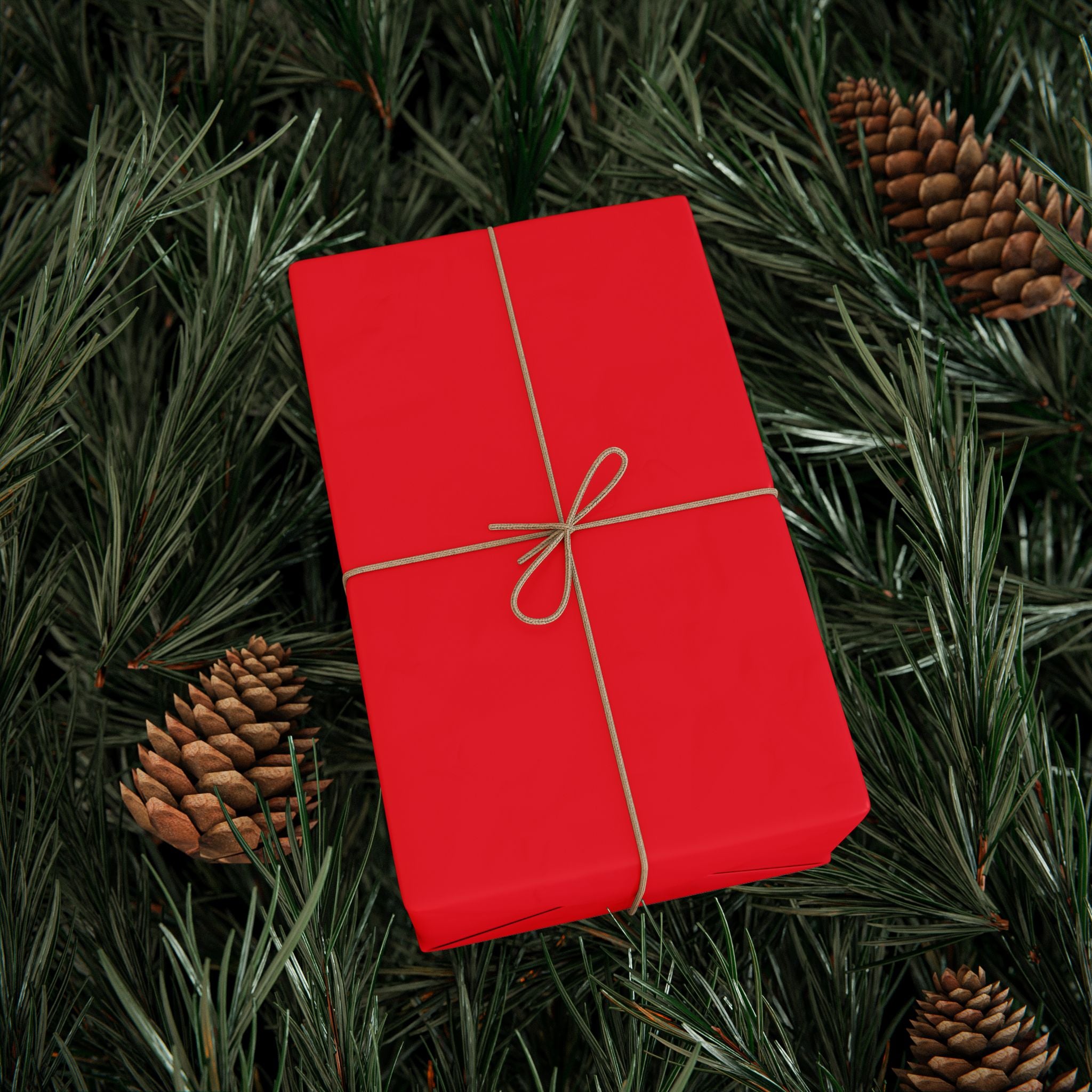 Christmas Wrapping Paper featuring solid cheer red gift wrap made to coordinate with holiday decorations.
