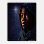 Christmas Poster featuring a young shepherd boy in a peaceful Christian Christmas scene.