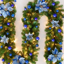 Christmas Wreath featuring coordinated Christmas garland and wreath decor.