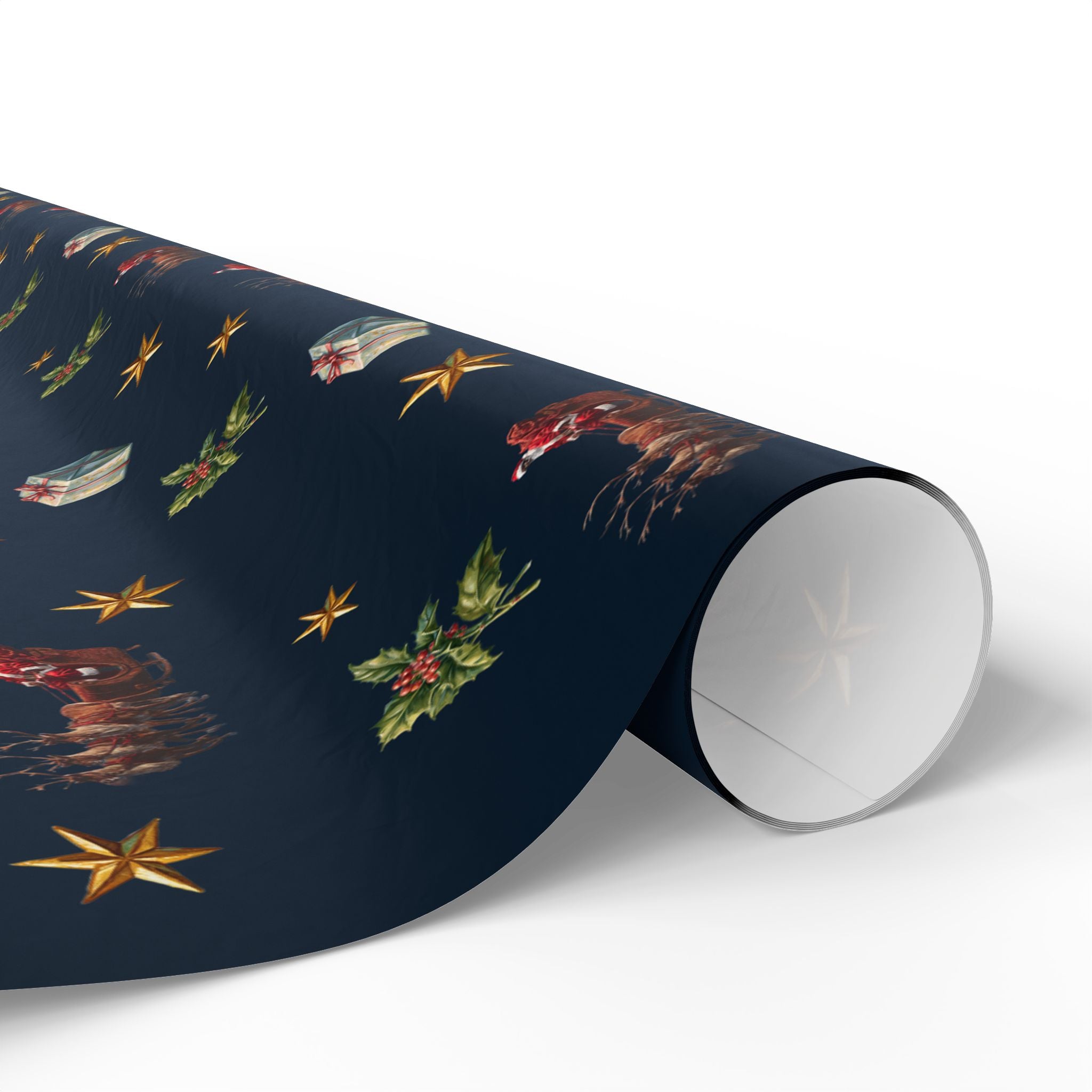 Christmas Ornaments and Holly Wrapping Paper | Holiday Gift Wrap