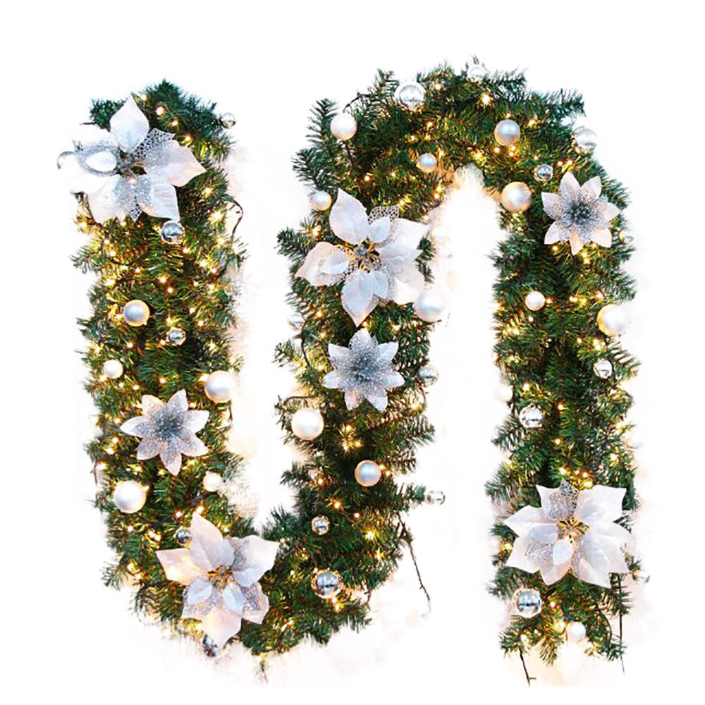 Christmas Wreath featuring coordinated Christmas garland and wreath decor.