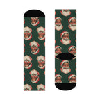 Christmas Crew Socks featuring Vintage Hunter Green Santa Face Crew Socks holiday artwork.