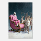 Christmas Poster featuring a whimsical pink Santa holiday design with playful Christmas style.