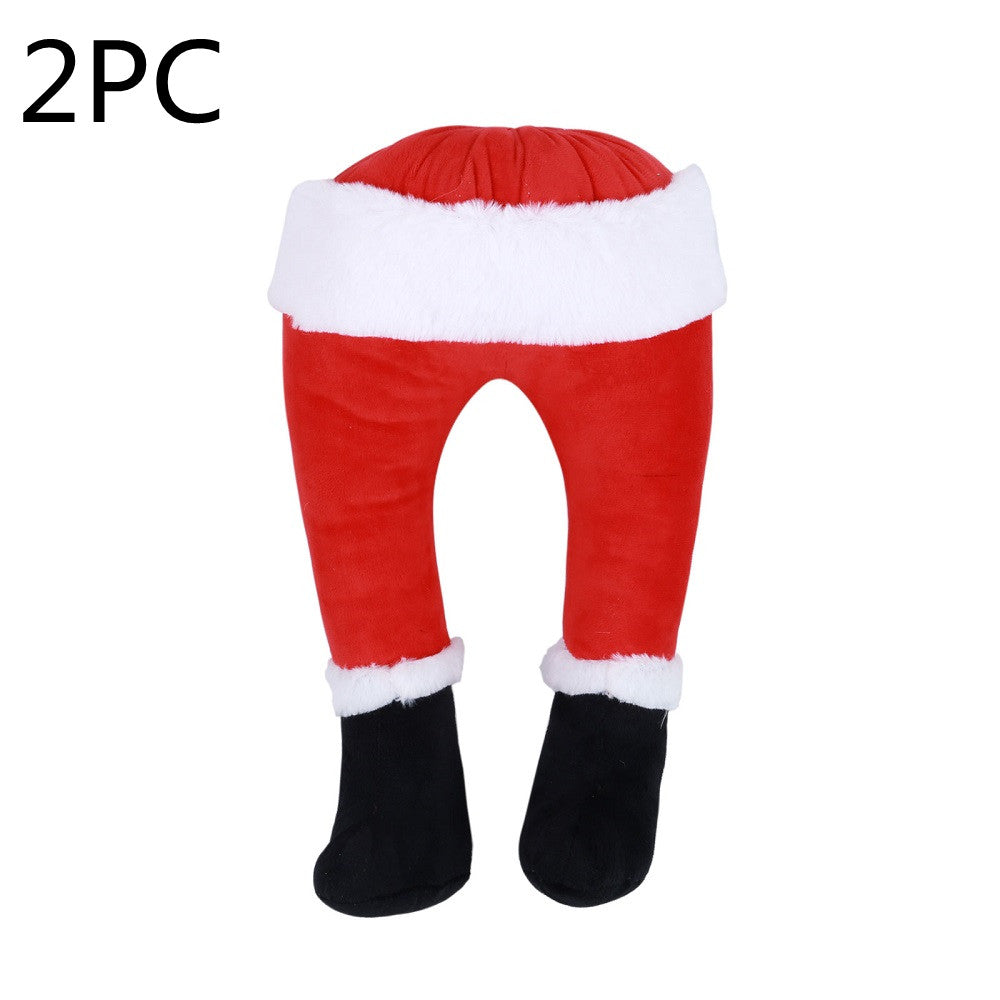Christmas Decor featuring Elf and Santa leg decorations for playful Christmas displays.