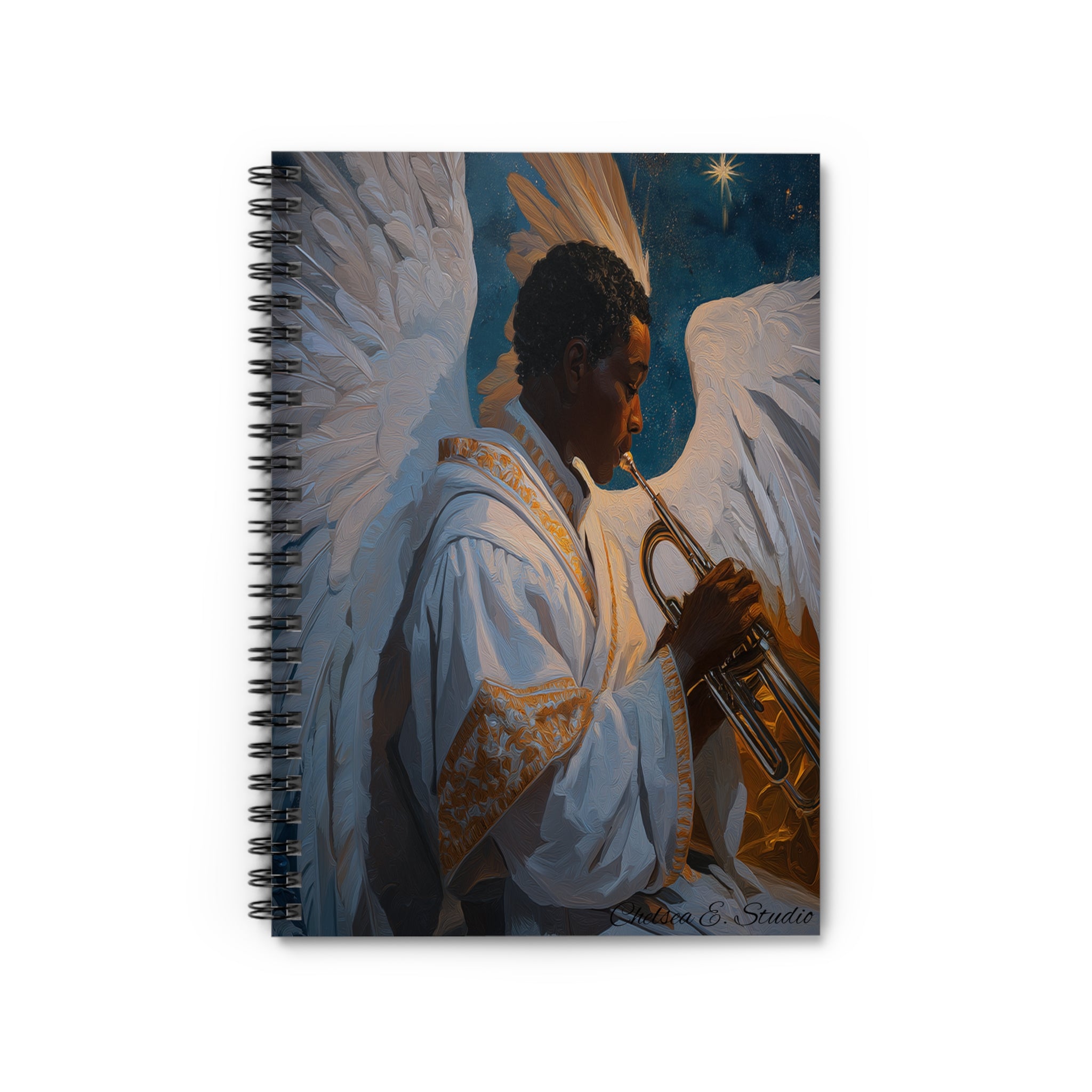 Angel Trumpet Player Spiral Notebook — Inspirational Musician Journal, Ruled Lined