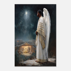 Christmas Poster featuring angels celebrating the good news of Christmas in religious holiday artwork.