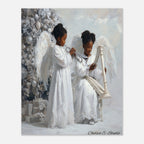 Christmas Poster featuring angels announcing the Christmas story in elegant Christian holiday artwork.