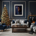 Christmas Poster featuring a young shepherd boy in a peaceful Christian Christmas scene.