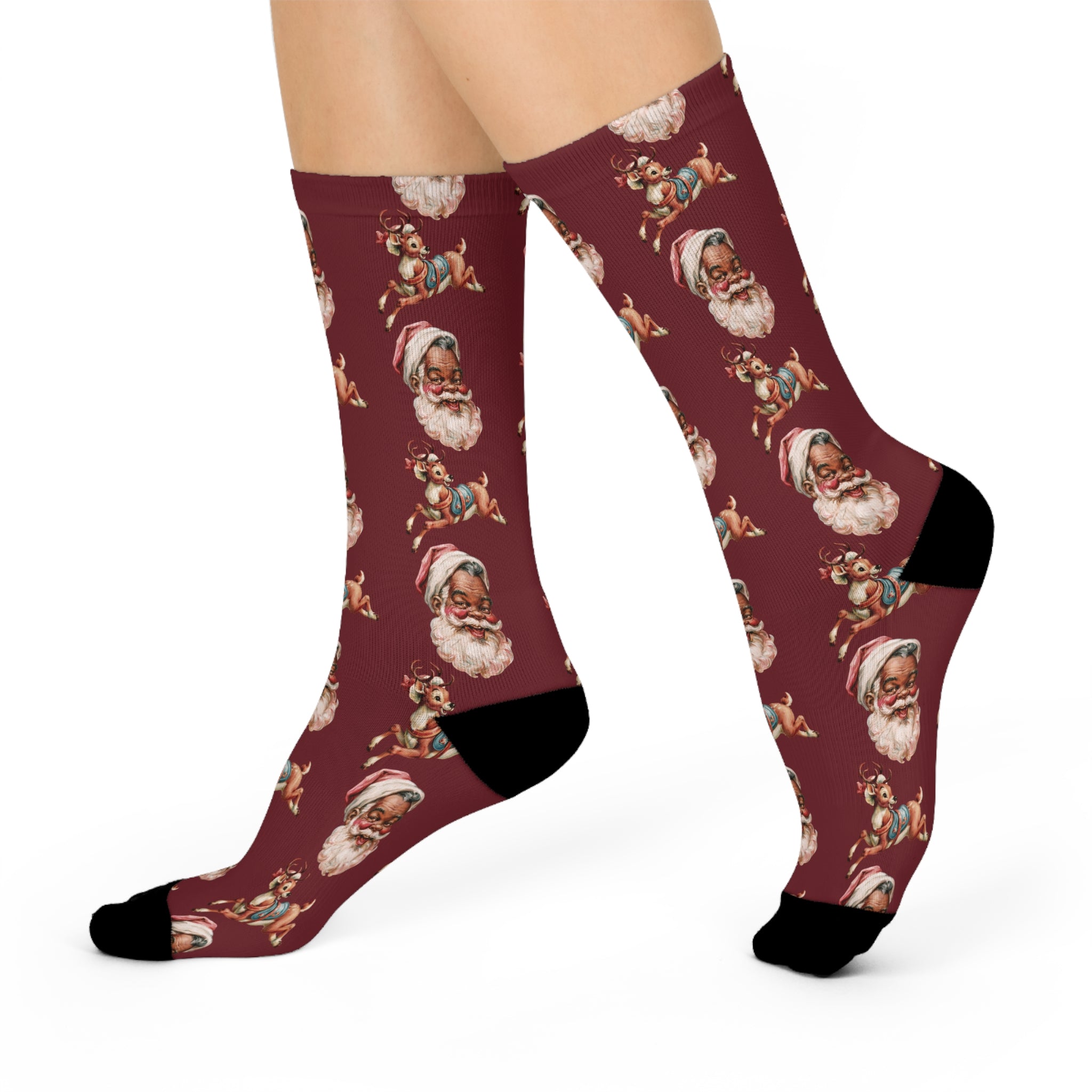 Copy of Santa Pattern Crew Socks — Vintage Christmas Cushion Socks