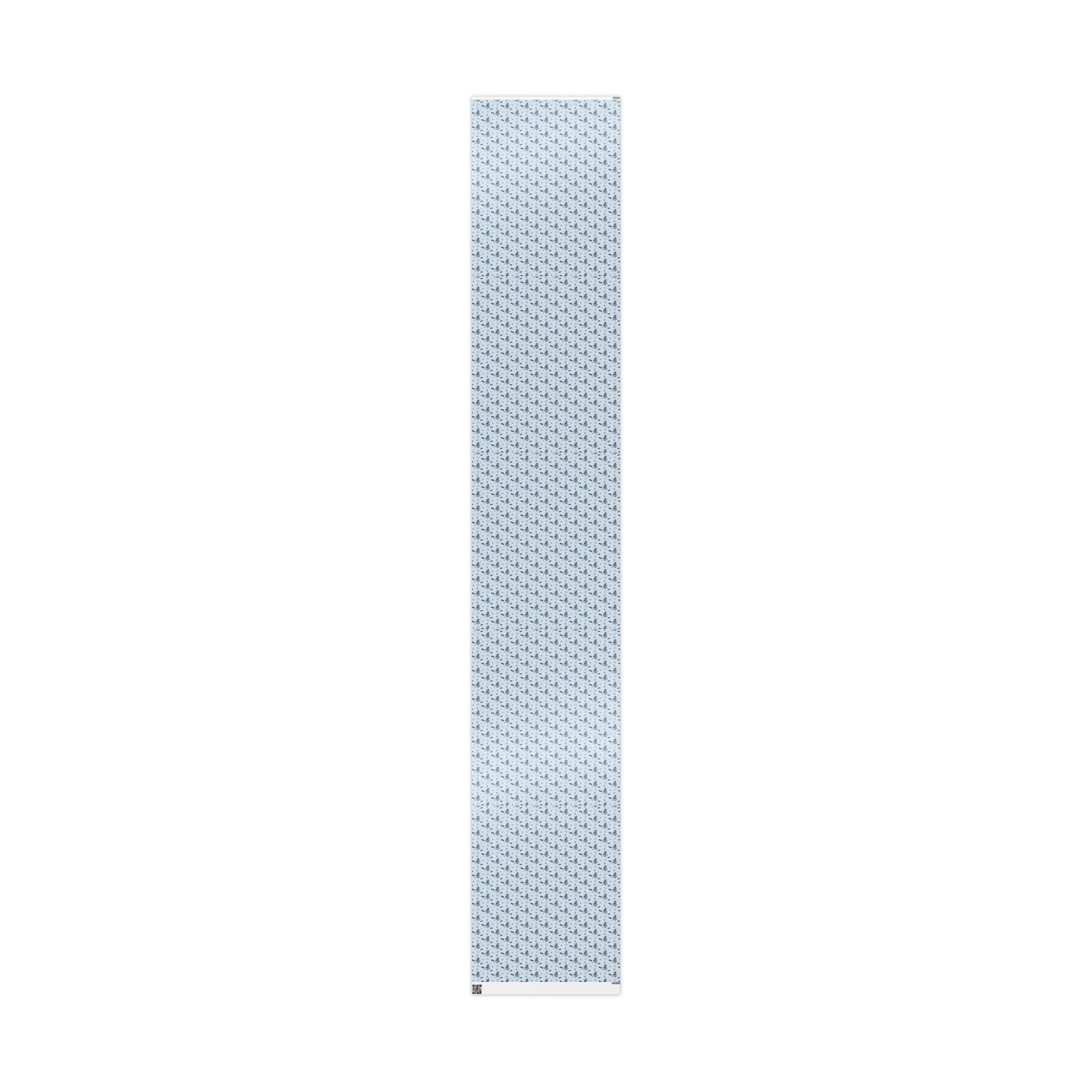 Christmas Wrapping Paper featuring blue angel artwork with soft winter holiday accents.