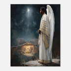 Christmas Poster featuring angels celebrating the good news of Christmas in religious holiday artwork.