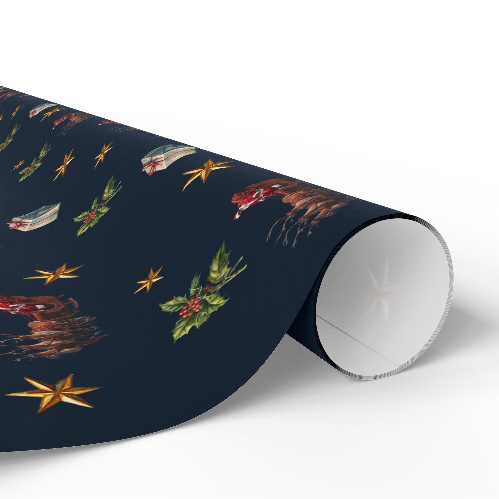 Christmas Ornaments and Holly Wrapping Paper | Holiday Gift Wrap