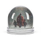 Christmas Snow Globe featuring Black Santa walking through a snowy forest with bright red cardinals.