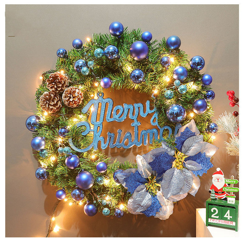 Christmas Wreath featuring coordinated Christmas garland and wreath decor.