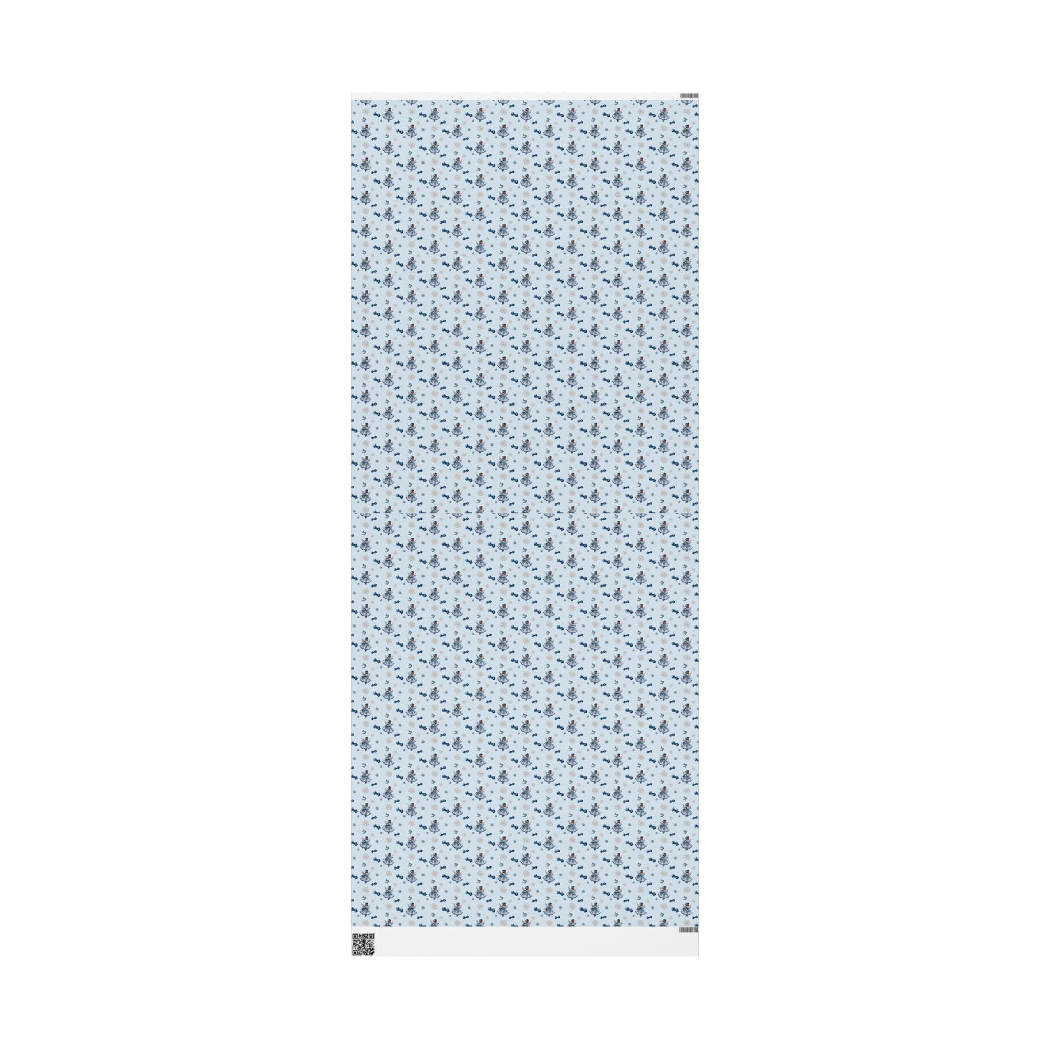 Christmas Wrapping Paper featuring blue angel artwork with soft winter holiday accents.