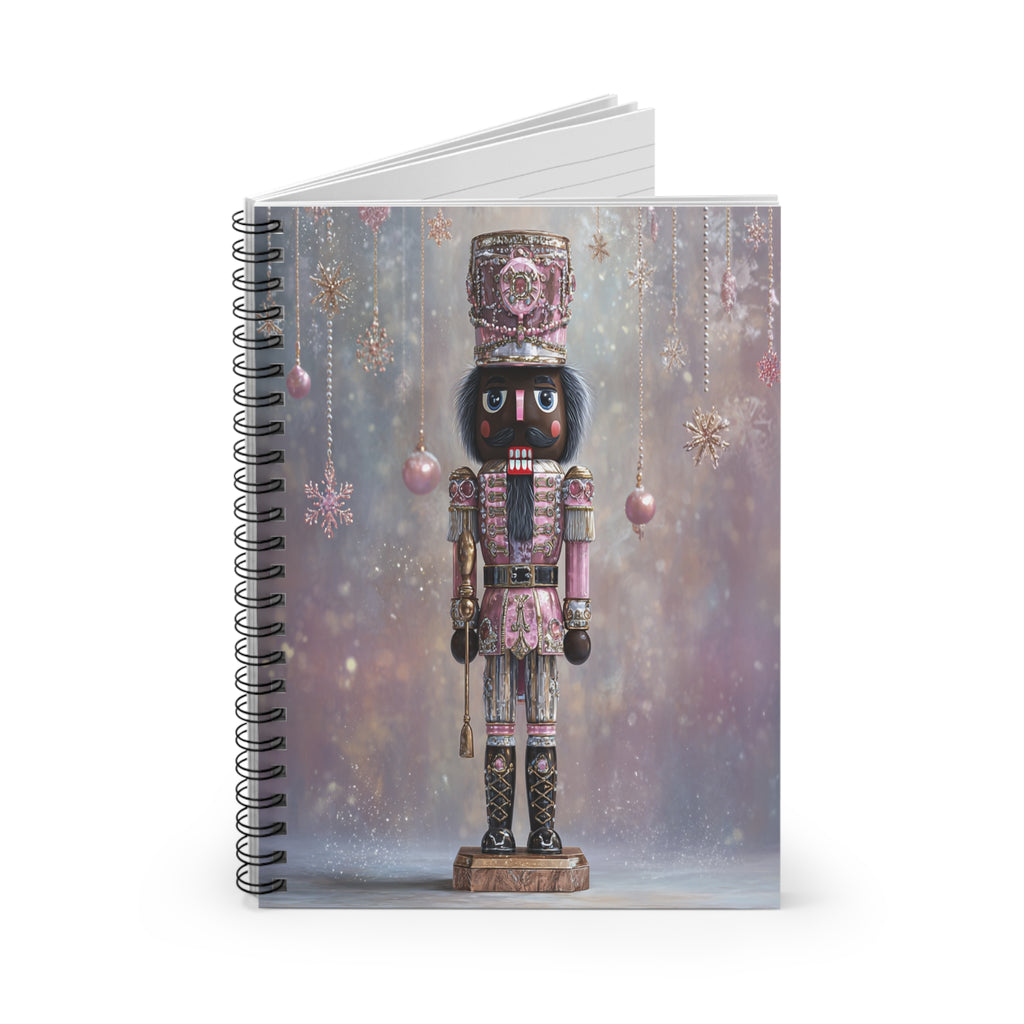 Nutcracker Spiral Notebook — Pink Vintage Holiday Journal (Ruled)