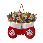 Christmas Wreath featuring a Santa mitten Christmas wreath for festive front door decor.