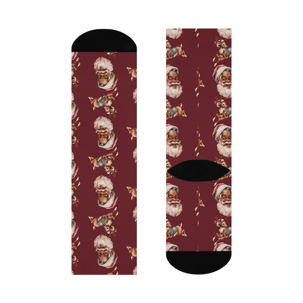Copy of Santa Pattern Crew Socks — Vintage Christmas Cushion Socks
