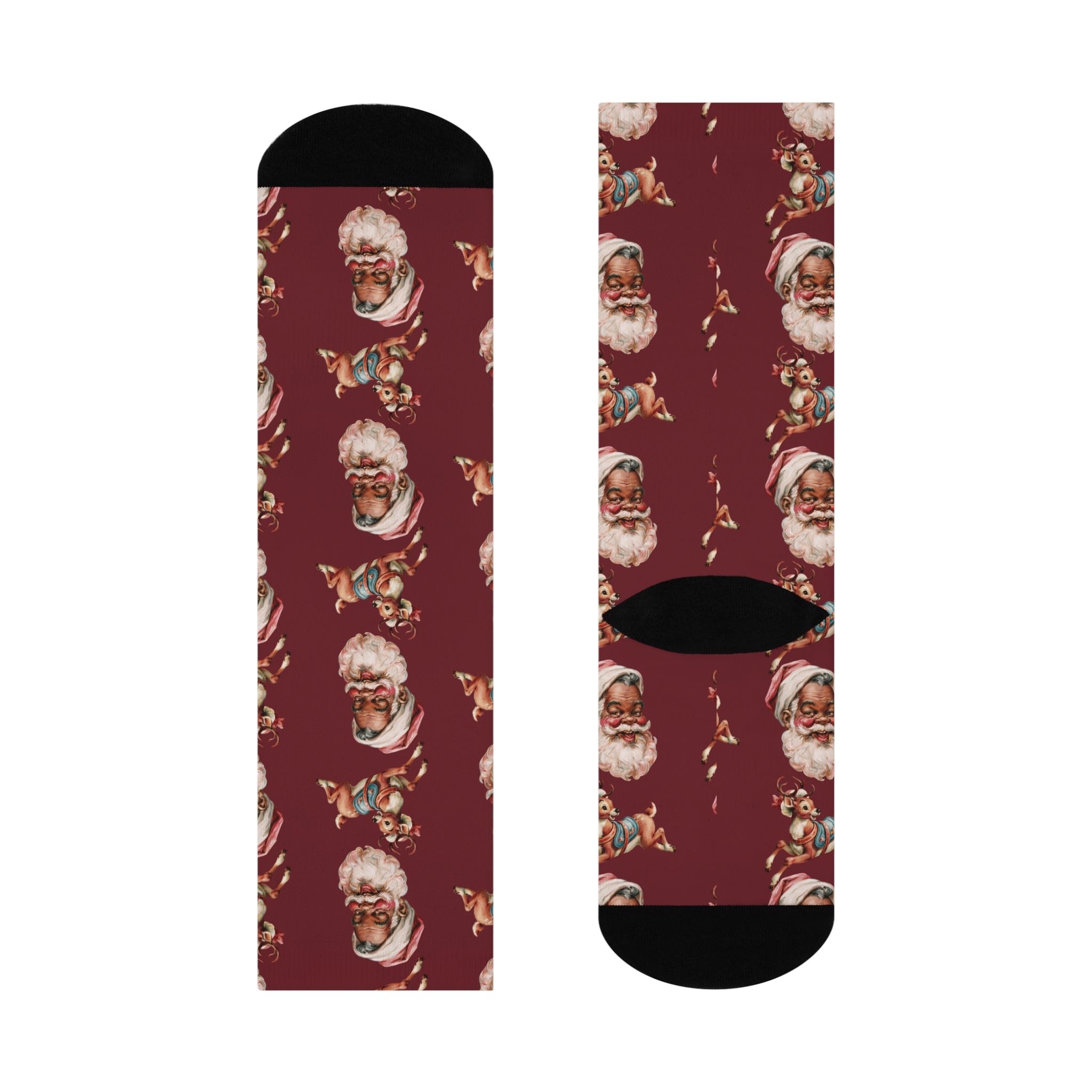 Copy of Santa Pattern Crew Socks — Vintage Christmas Cushion Socks
