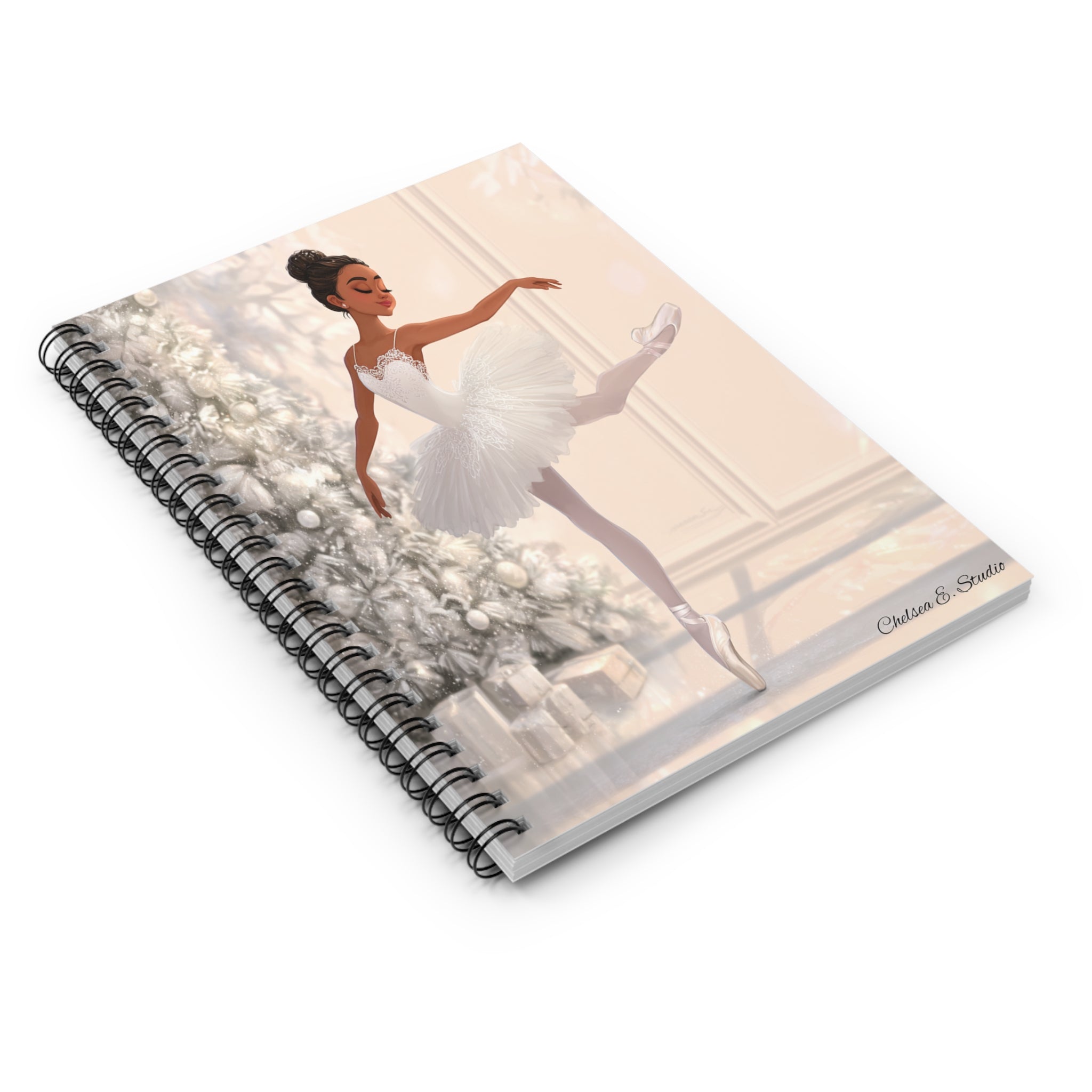 Ballet Ballerina Spiral Notebook — Elegant Dancer Christmas Journal