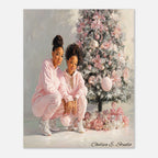 Christmas Poster featuring a joyful Christmas scene full of gifts, family and holiday excitement.