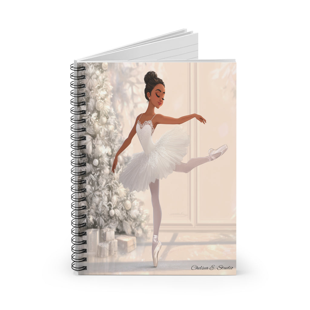 Ballet Ballerina Spiral Notebook — Elegant Dancer Christmas Journal
