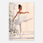 Christmas Poster featuring a young Black ballerina in a festive Christmas ballet scene.