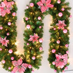 Christmas Wreath featuring coordinated Christmas garland and wreath decor.