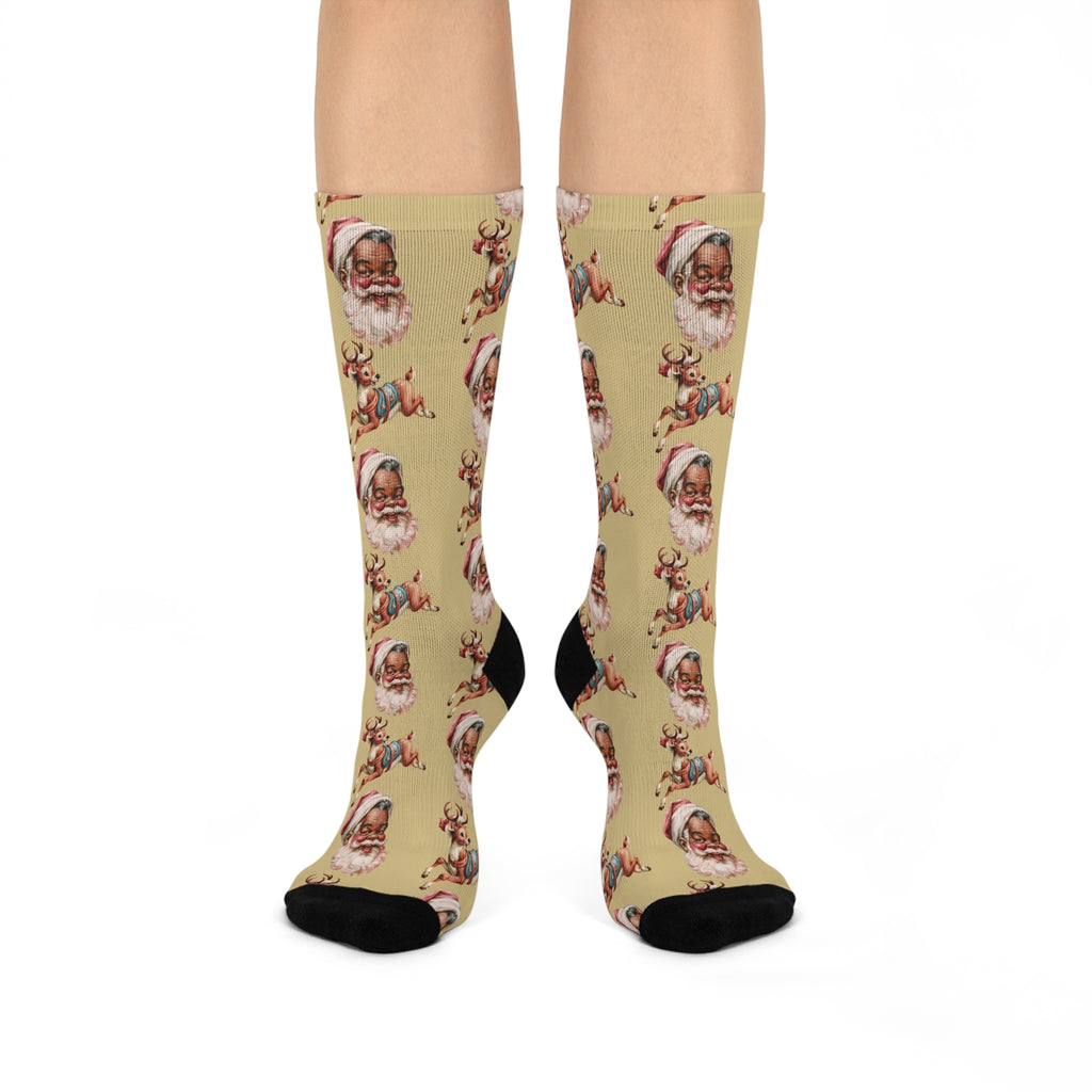Copy of Copy of Santa Pattern Crew Socks — Vintage Christmas Cushion Socks