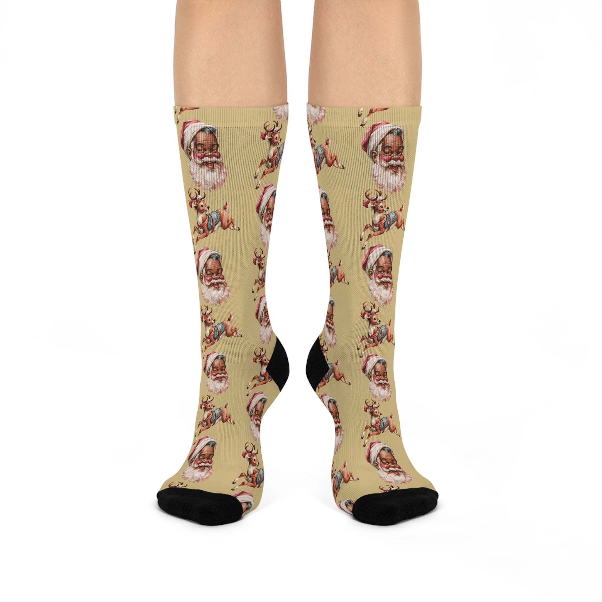 Copy of Copy of Santa Pattern Crew Socks — Vintage Christmas Cushion Socks
