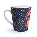 Christmas Latte Mug featuring vintage Black Santa artwork with classic Christmas charm.