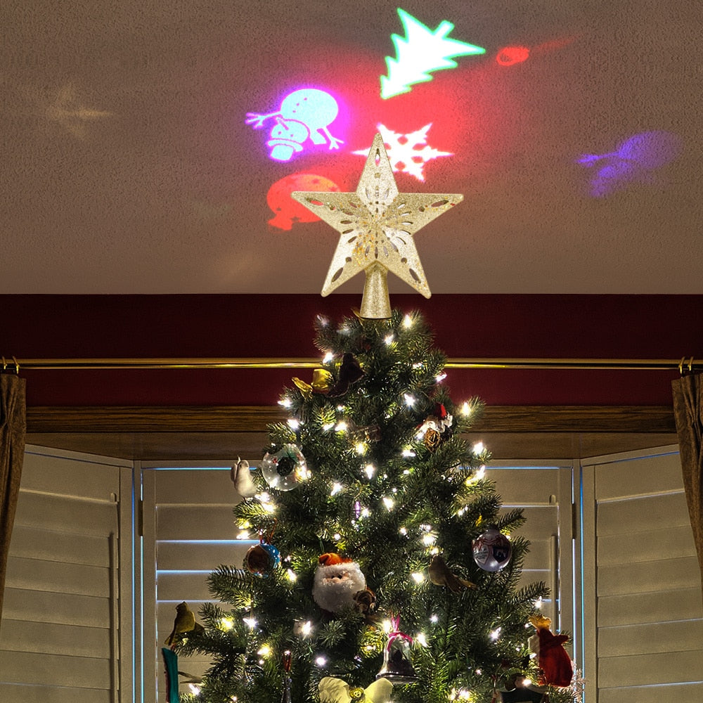 Christmas Light Projector featuring a treetop LED projector for a bright Christmas tree display.