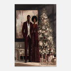 Christmas Poster featuring a stylish Black holiday couple in festive Christmas artwork.