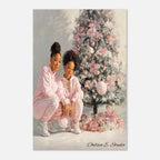 Christmas Poster featuring a joyful Christmas scene full of gifts, family and holiday excitement.