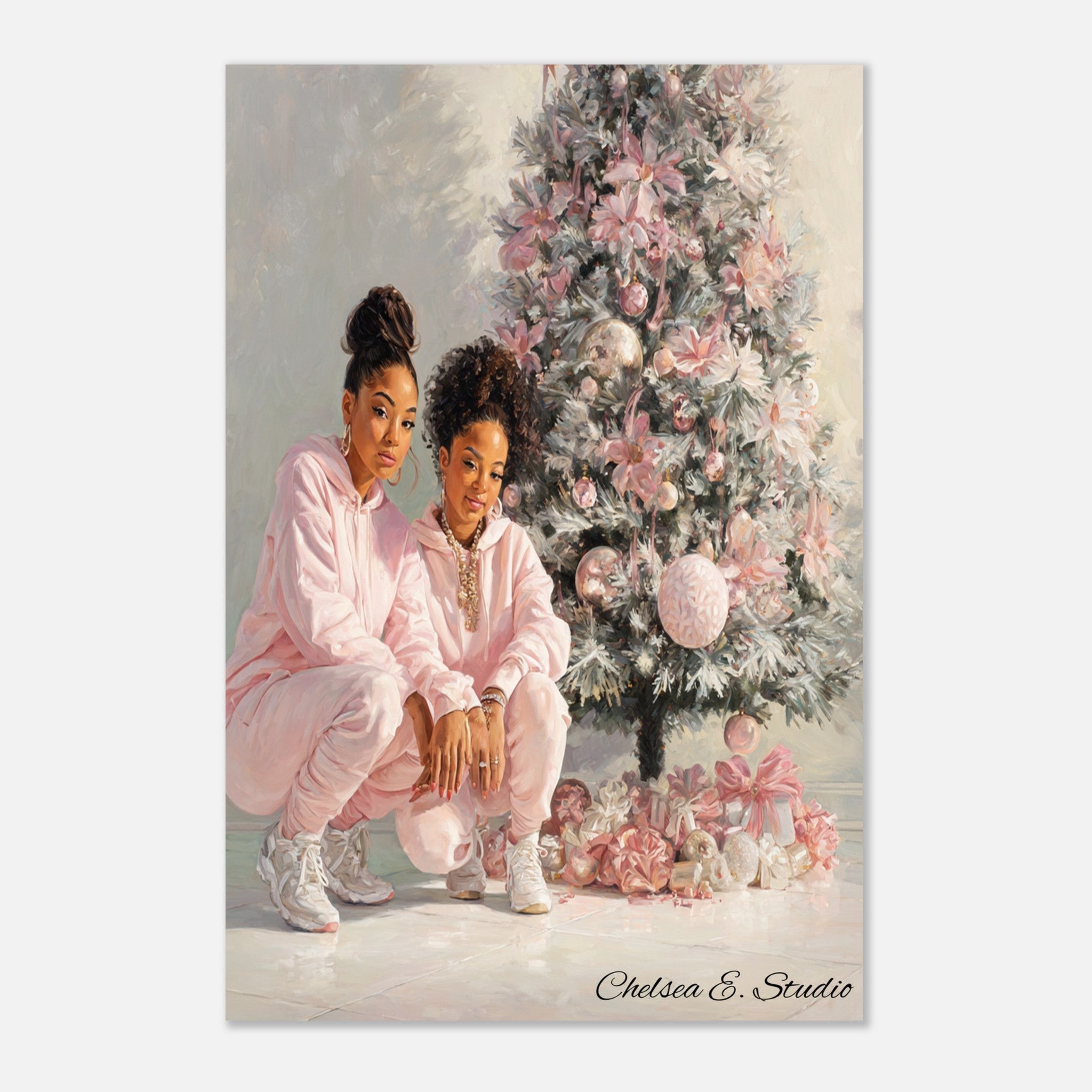 Christmas Poster featuring a joyful Christmas scene full of gifts, family and holiday excitement.