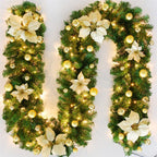 Christmas Wreath featuring coordinated Christmas garland and wreath decor.
