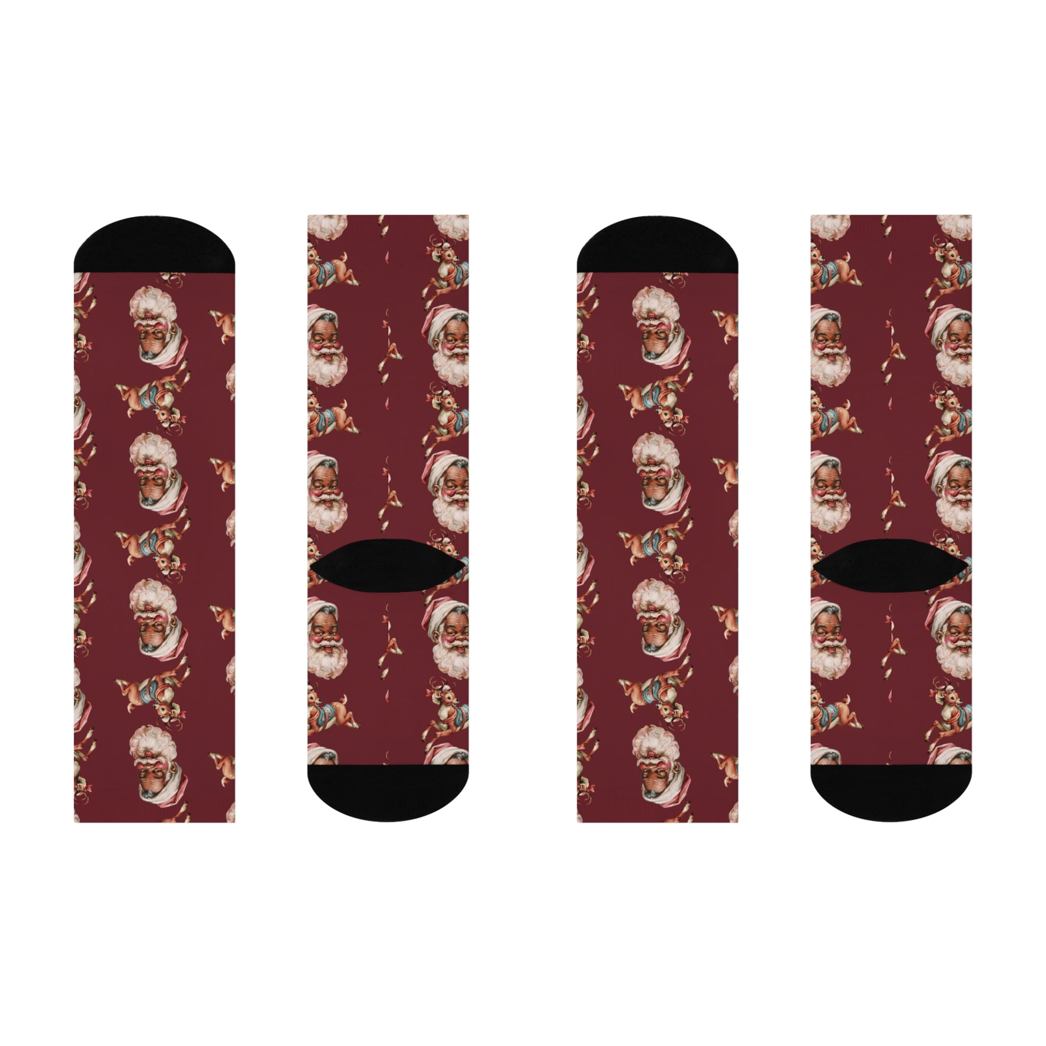 Copy of Santa Pattern Crew Socks — Vintage Christmas Cushion Socks
