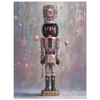 Christmas Poster featuring a decorative nutcracker standing guard in a sugar plum Christmas scene.