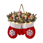 Christmas Wreath featuring a Santa mitten Christmas wreath for festive front door decor.