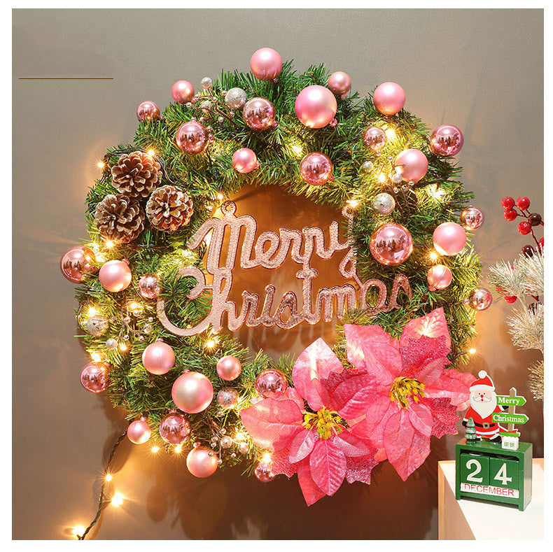 Christmas Wreath featuring coordinated Christmas garland and wreath decor.