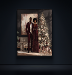 Christmas Poster featuring a stylish Black holiday couple in festive Christmas artwork.