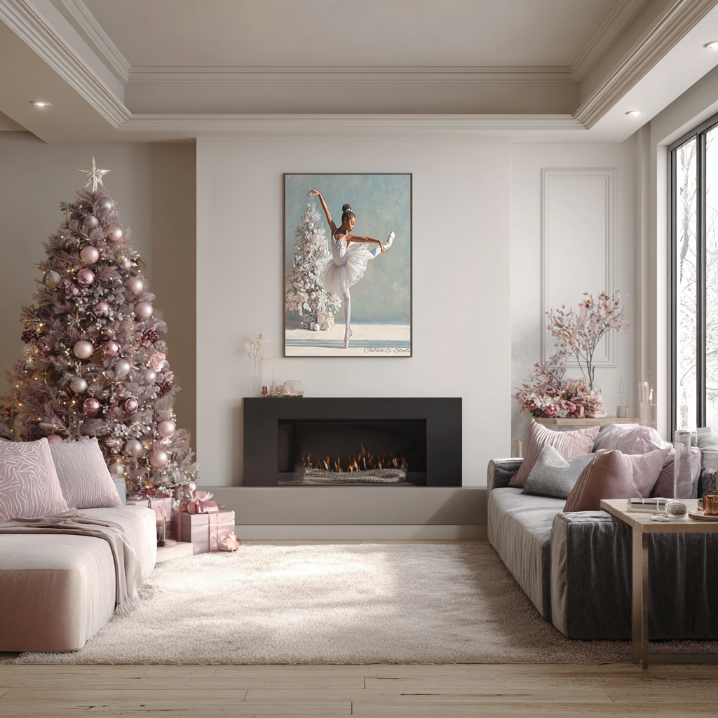 Christmas Poster featuring a tender Christmas scene with a child and holiday warmth.