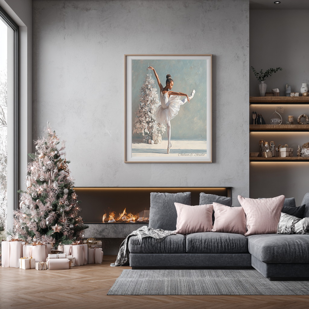 Christmas Poster featuring a tender Christmas scene with a child and holiday warmth.