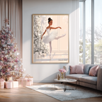 Christmas Poster featuring a young Black ballerina in a festive Christmas ballet scene.