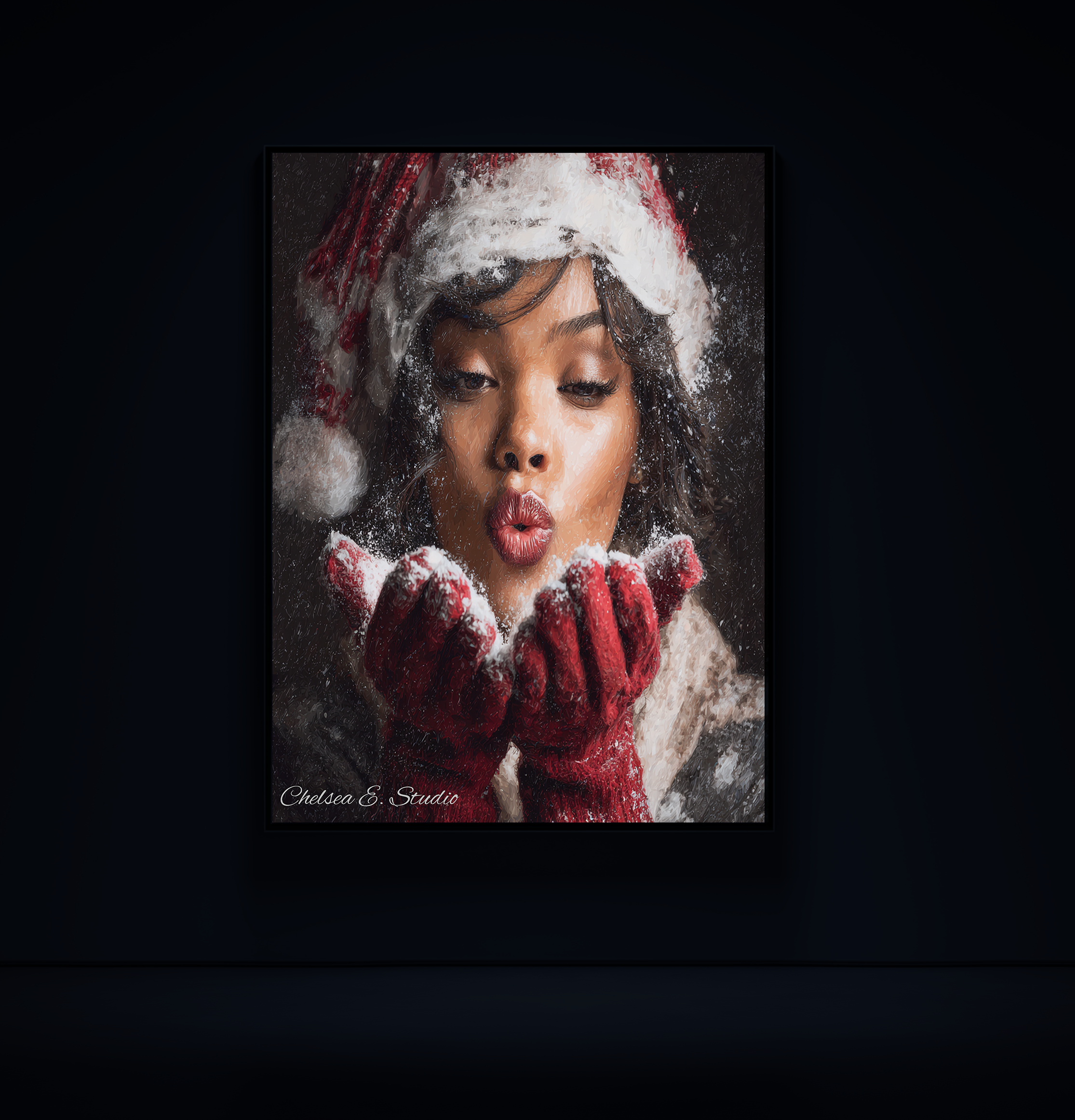 Christmas Poster featuring children enjoying playful winter snow and Christmas fun.