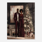 Christmas Poster featuring a stylish Black holiday couple in festive Christmas artwork.