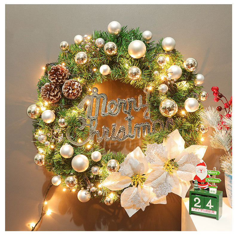 Christmas Wreath featuring coordinated Christmas garland and wreath decor.