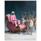 Christmas Poster featuring a whimsical pink Santa holiday design with playful Christmas style.