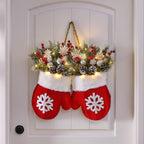 Christmas Wreath featuring a Santa mitten Christmas wreath for festive front door decor.